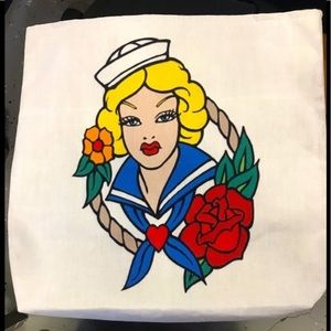 NWOT Tattoo Sailor Girl Cotton Tote